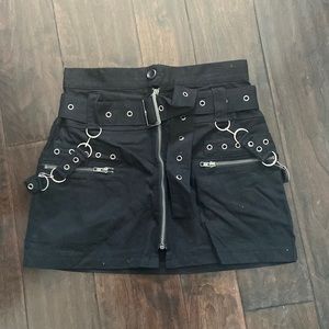 Carmar black jean skirt with chain detail